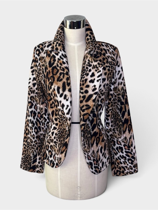 Source Unknown Jackets & Blazers - Made in Italy Classic Leopard Print Faux Fur Women's Blazer - Brown/Black
